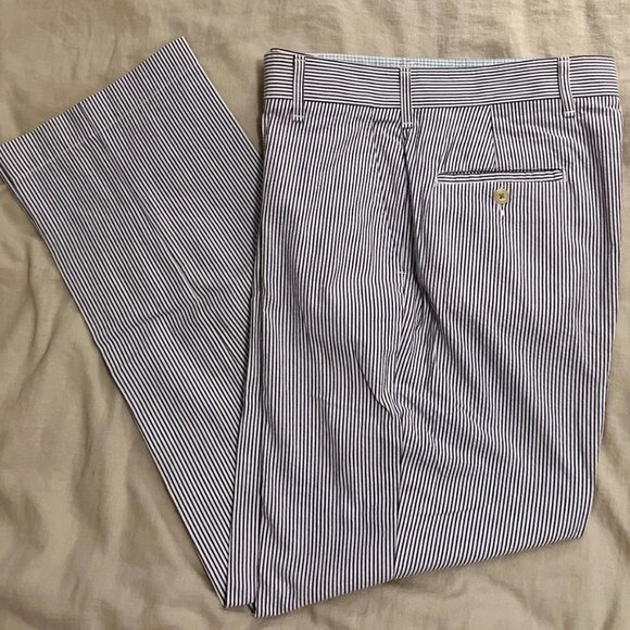 Bills Khakis Seersucker Parker fit flat front pants, made in USA - Sz 33 (34) - Picture 1 of 9